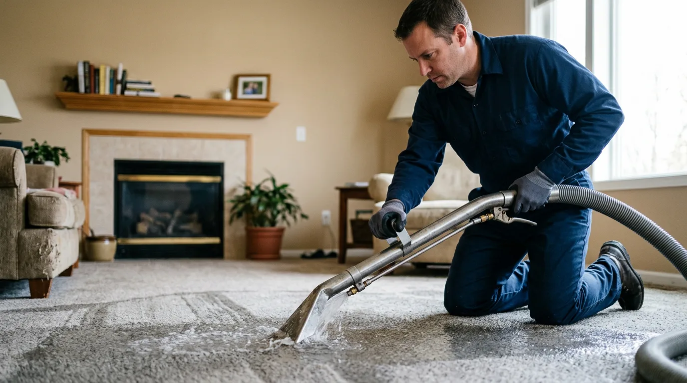 Water damage restoration technician working near Holland, MO